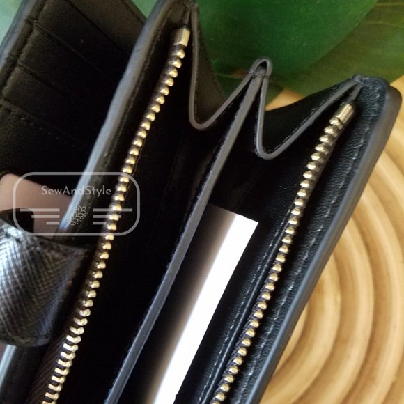 MEDIUM COMPACT BIFOLD WALLET KATE SPADE STACI COLORBLOCK WARM BEIGE BLACK BRAND - Picture 10 of 10